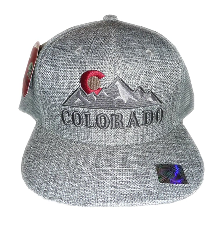 Image of COLORADO STATE LOGO ROCKY MOUNTAIN GREY MESHBACK SNAPBACK HAT