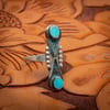 Zuni Sterling Silver Ring with Turquoise Snake Eyes Infinity Design Yin Yang Size 7
