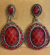 Oval Red Stud Earrings