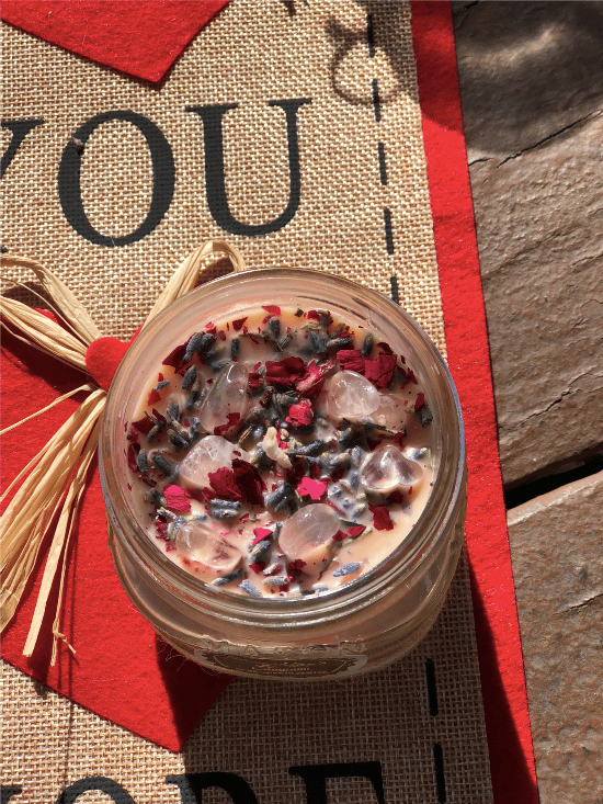 Image of "Lavender Me Up" Rose Quartz Candle