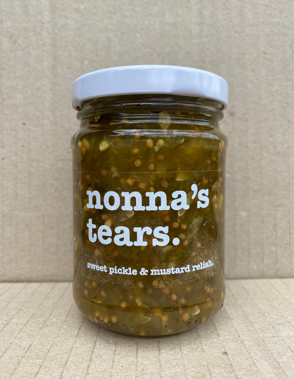 Image of sweet pickle relish with mustard. 250ml