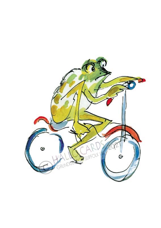 Image of Look - riding a bike is not easy when you are a frog...