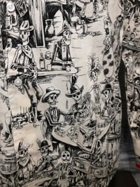 Image 2 of Day of dead , skeletons drinking in a bar, men's shirt