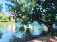 Image 1 of The Summer Pond, original oil painting, framed