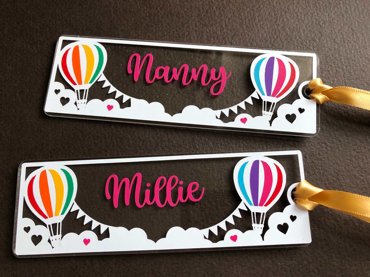 Image of Hot Air Balloon Acrylic Bookmark with ribbon (2mm thick)