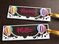 Image 1 of Hot Air Balloon Acrylic Bookmark with ribbon (2mm thick)