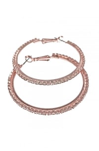 Image 1 of Rose Gold Rhinestone Hoops