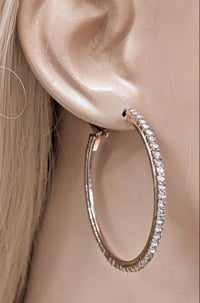 Image 2 of Rose Gold Rhinestone Hoops