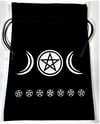 Black Velvet Drawstring Large Triple Goddess Moon Pouch