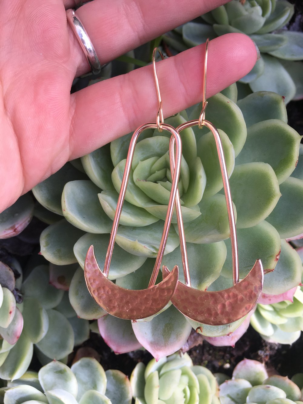 Image of Textured Crescent Moon Earrings 