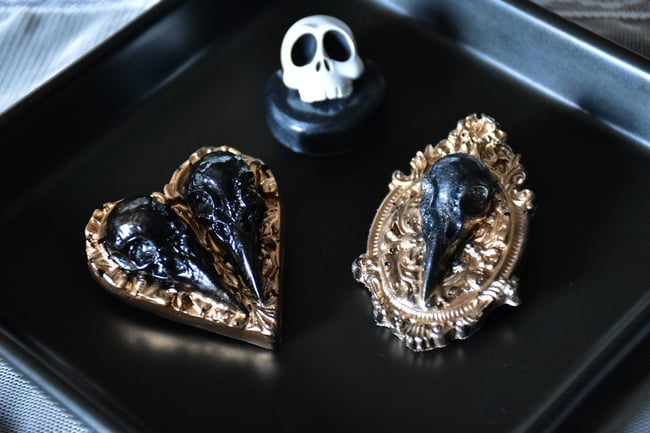 Bird Skull Pins - Antique Gold