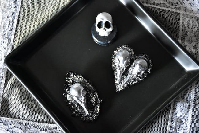 Bird Skull Pins - Silver