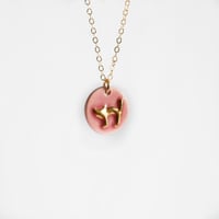 Image 1 of Kitty Cat Necklace Cherry Blossom