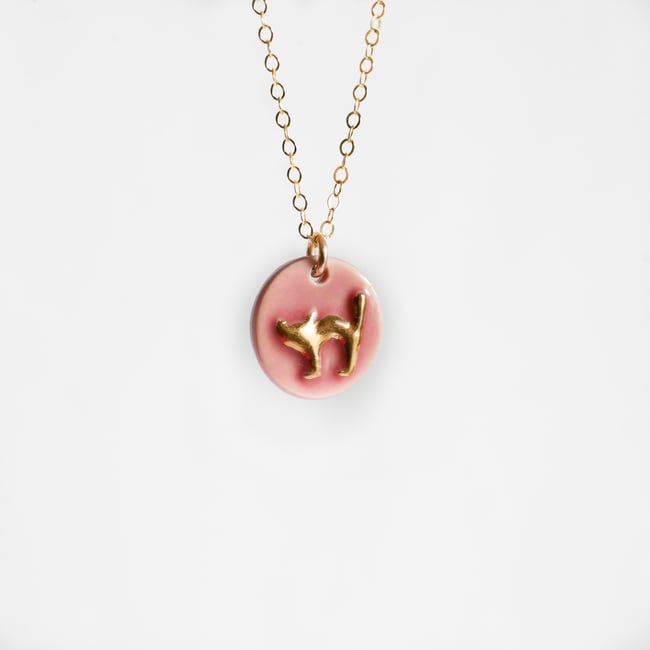 Kitty Cat Necklace Cherry Blossom