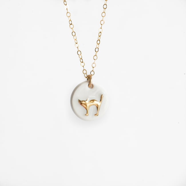 Kitty Cat Necklace White