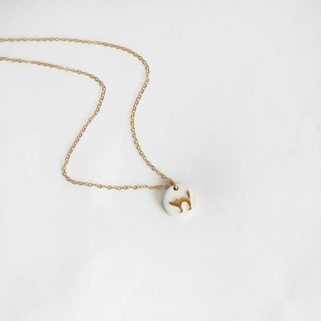 Kitty Cat Necklace White