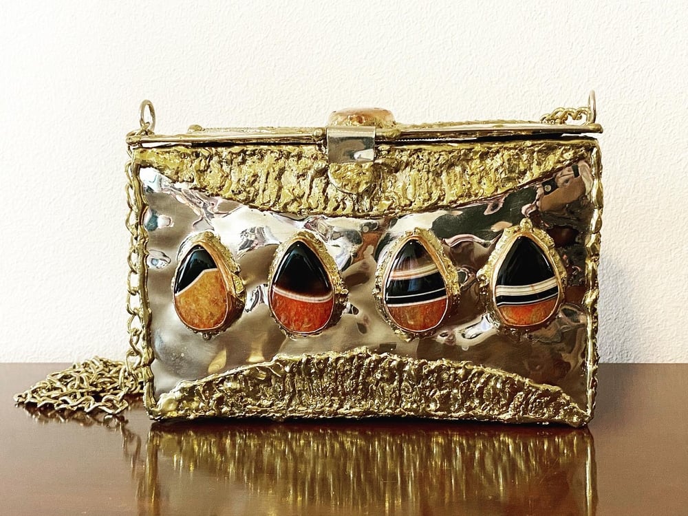 Image of Orange Agate and Brass Clutch