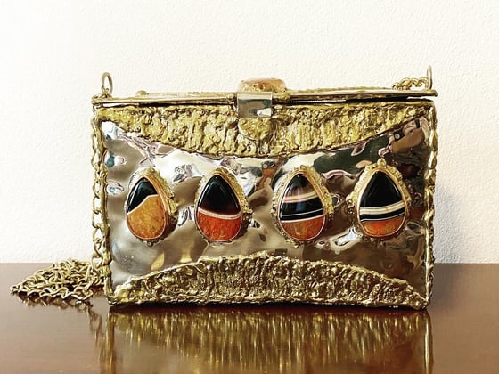 Image of Orange Agate and Brass Clutch