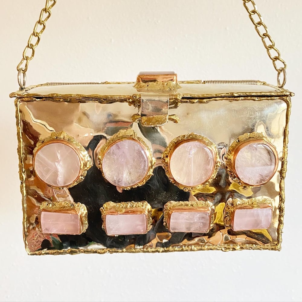Image of Rose Quartz and Brass Clutch
