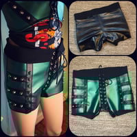 Image 1 of Metallic green shorts with studs