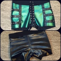 Image 2 of Metallic green shorts with studs