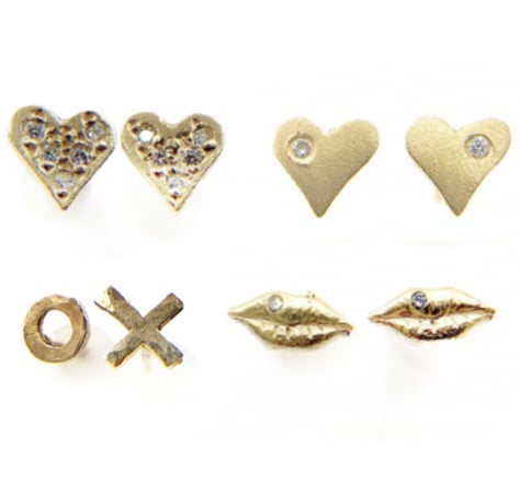 14 kt Studs- Hearts, Lips, or X+O! - Image 1 of 5