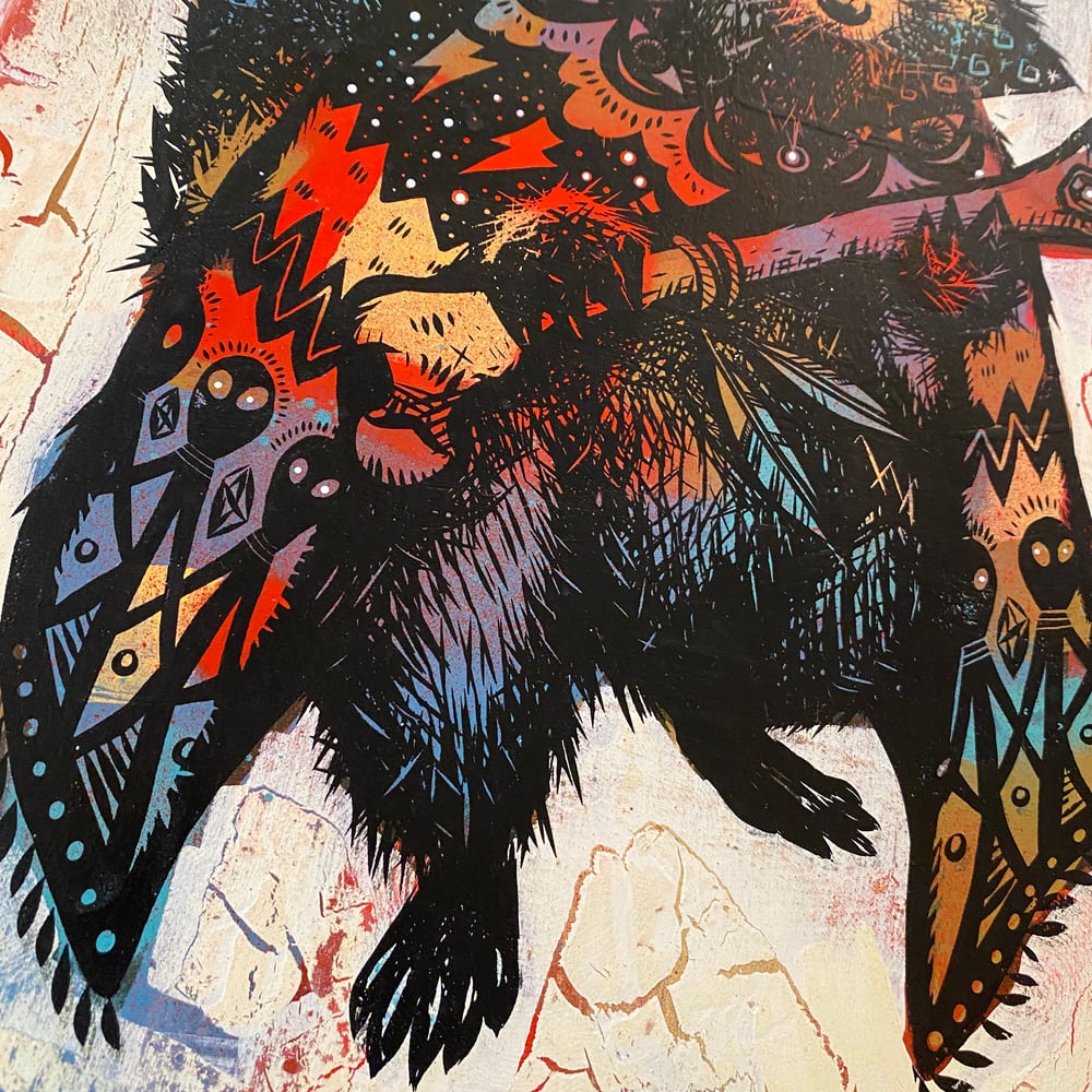 Image of The Messenger on Distressed Pine Panel 