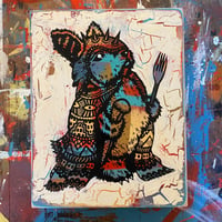 Image 1 of The Peckish Assassin on Distressed Pine Panel 