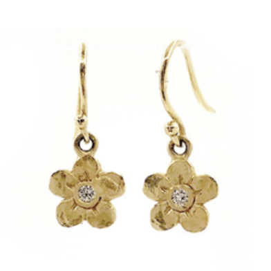 14 kt Flower and Diamond Studs or Dangles(4 Kinds) - Image 4 of 5