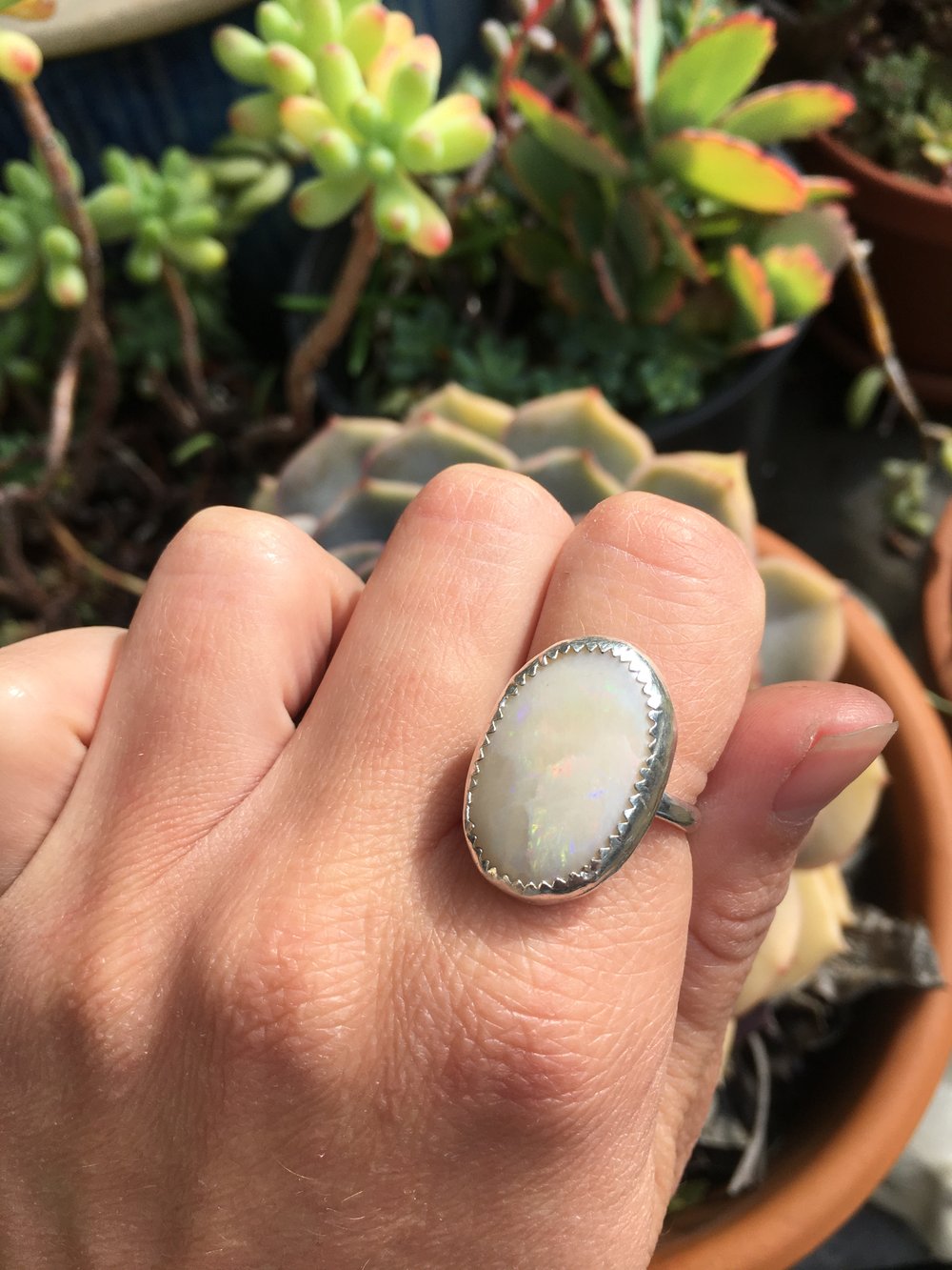 Image of Australian Opal & Silver Ring