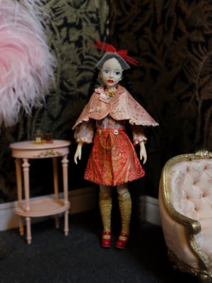 Image of Lounging Linda ~ Preppy Princess Set - with Blythe Fascinator (Red & Pink)