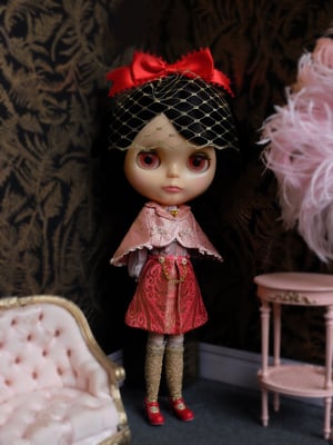 Image of Lounging Linda ~ Preppy Princess Set - with Cherry Fascinator (Red & Pink)