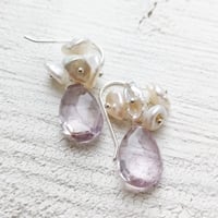 Image 4 of Pale Amethyst Earrings Keshi Pearl