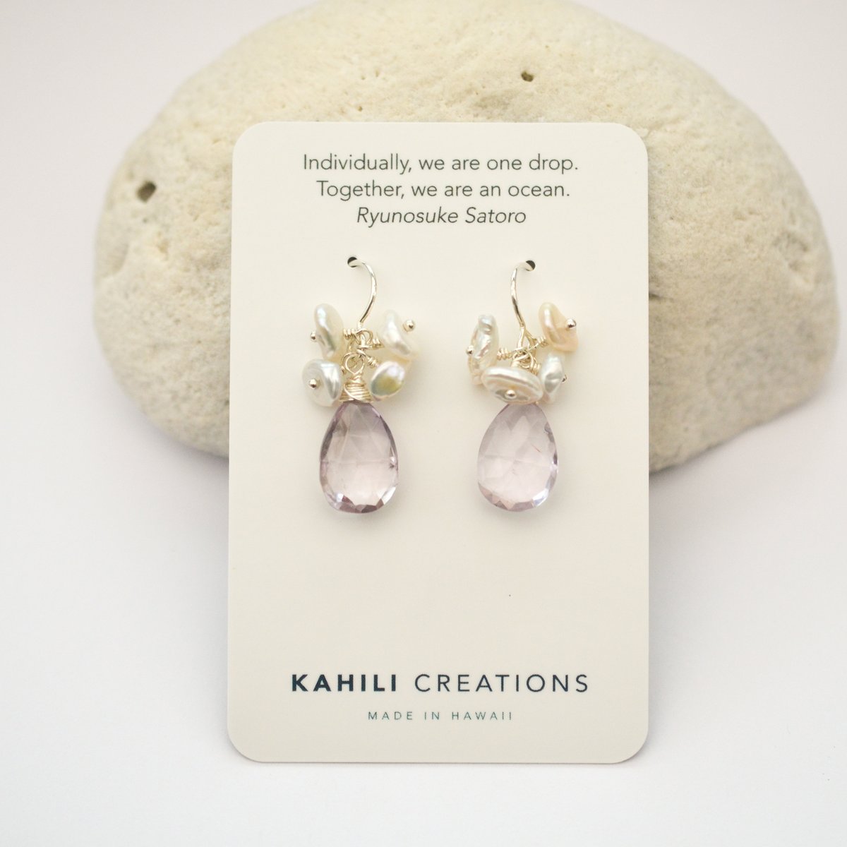 Image of Pale Amethyst Earrings Keshi Pearl