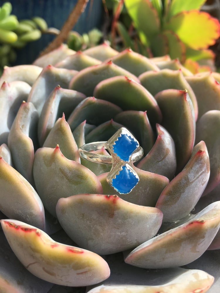 Image of Double Blue Chalcedony & Silver Ring