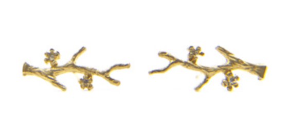 Image of 14 kt and Diamond Branch Studs, Bird Studs or Bird Dangles