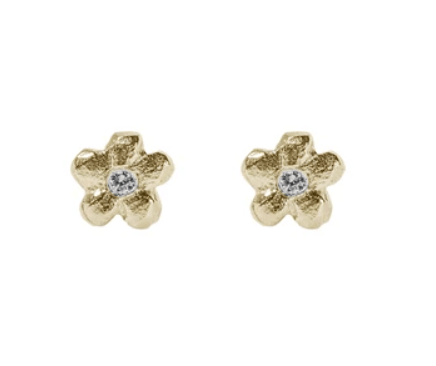 Image of 14 kt Flower and Diamond Studs or Dangles(4 Kinds)