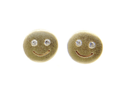 Image of 14 kt and Diamond Studs (Butterflies, Peace Signs, or Smileys) 
