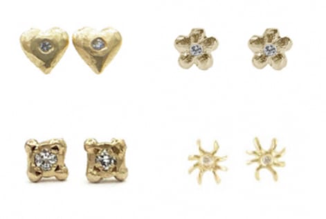 Image of Tiny 14 kt and diamond studs (multiple styles)