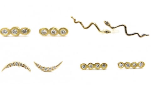 14 kt Gold and Diamond Stud Earrings (4 Styles) - Image 1 of 7