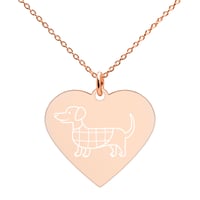Image 1 of Dachshund Engraved Silver Heart Necklace