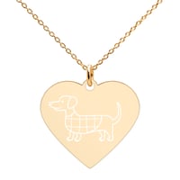 Image 2 of Dachshund Engraved Silver Heart Necklace