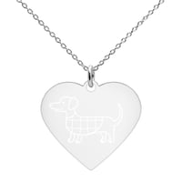 Image 3 of Dachshund Engraved Silver Heart Necklace