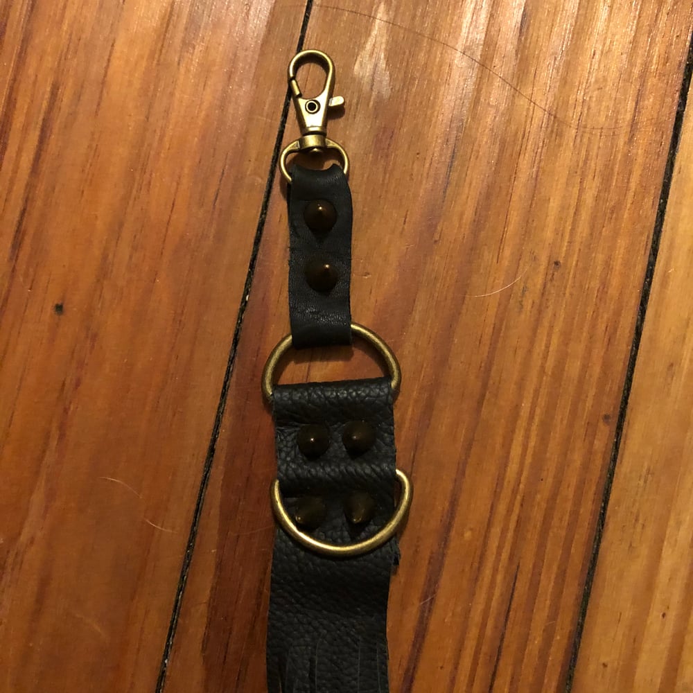 Image of Leather studded keychain