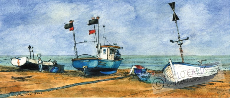 Image of Three Fishing Boats - Aldeburgh - Suffolk - HL184