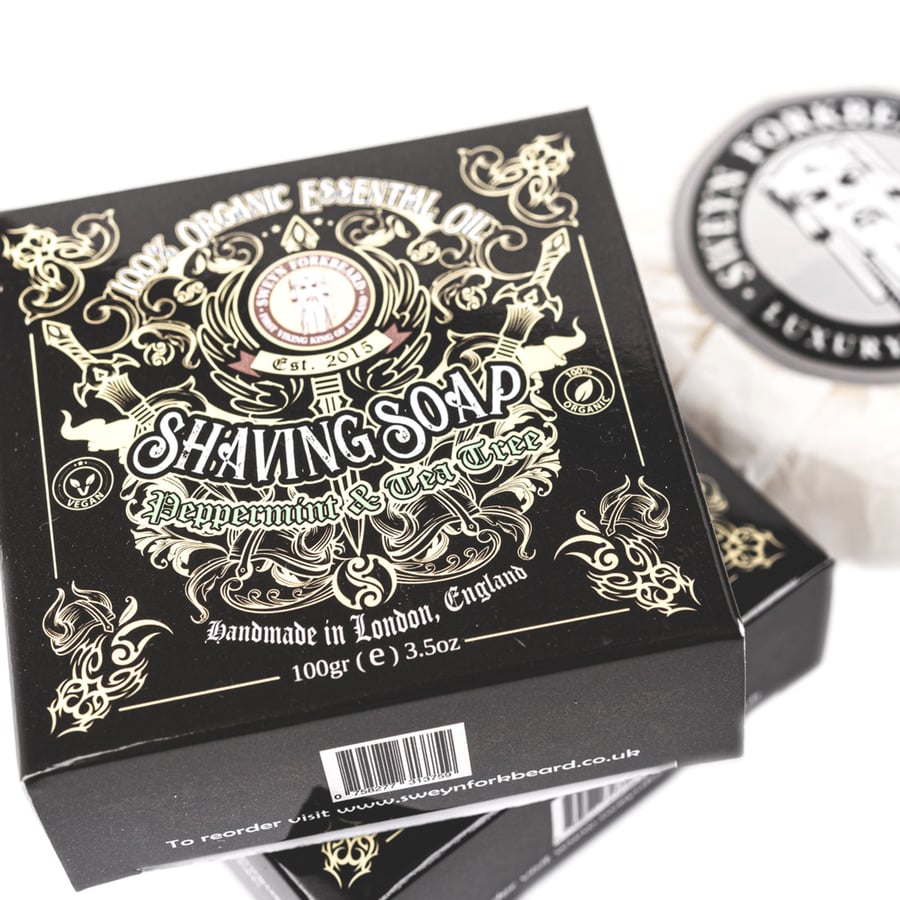 Image of Shaving Soap Peppermint & Tea Tree scented with 100% Organic Essential Oils 100g