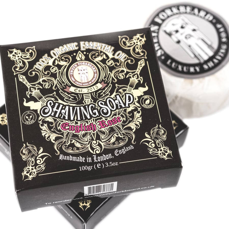 Image of Shaving Soap English Rose scented with 100% Organic Essential Oil 100g