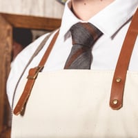 Image 3 of Barber Apron in Canvas Cream Color with leather Pockets and Straps