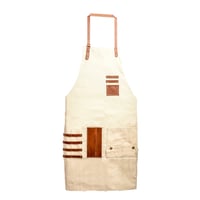 Image 5 of Barber Apron in Canvas Cream Color with leather Pockets and Straps