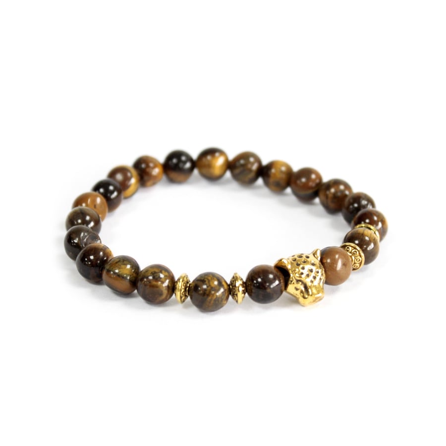 Image of Bracelet Tiger Eye Stone with Gold Tiger